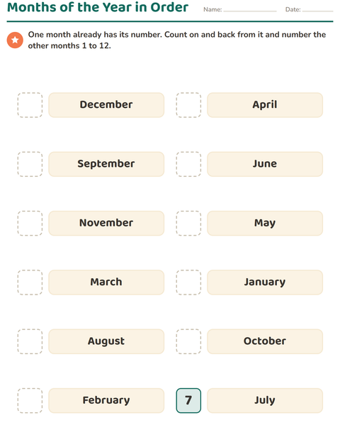 Preview of Days and Months worksheet for grade 1