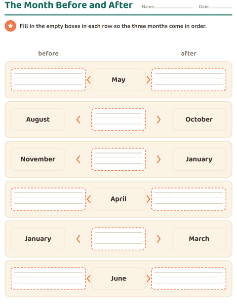Preview of Days and Months worksheet for grade 1
