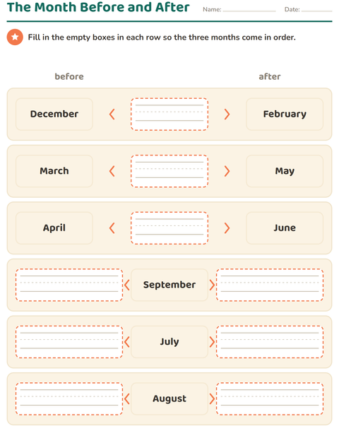 Preview of Days and Months worksheet for grade 1