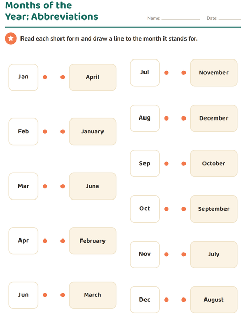 Preview of Days and Months worksheet for grade 1