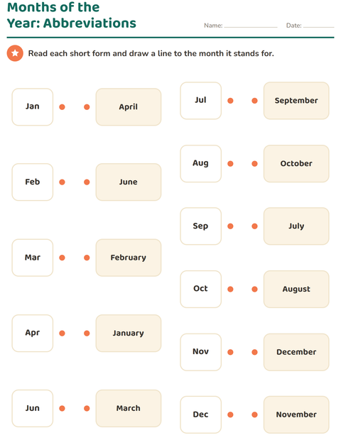 Preview of Days and Months worksheet for grade 1
