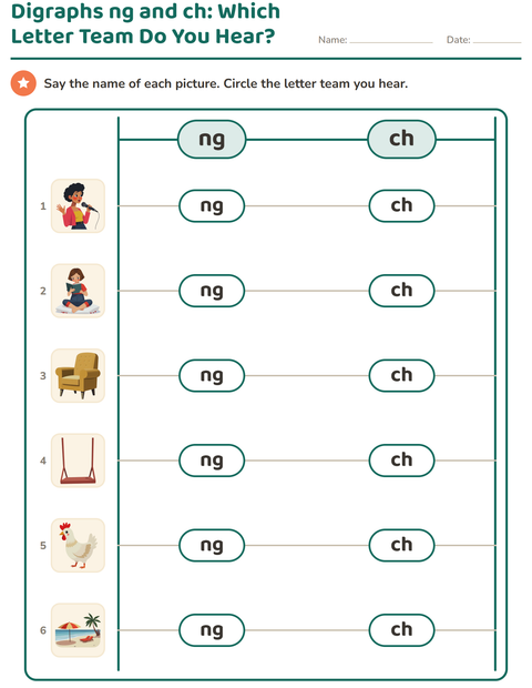 Preview of Digraphs worksheet for grade 1