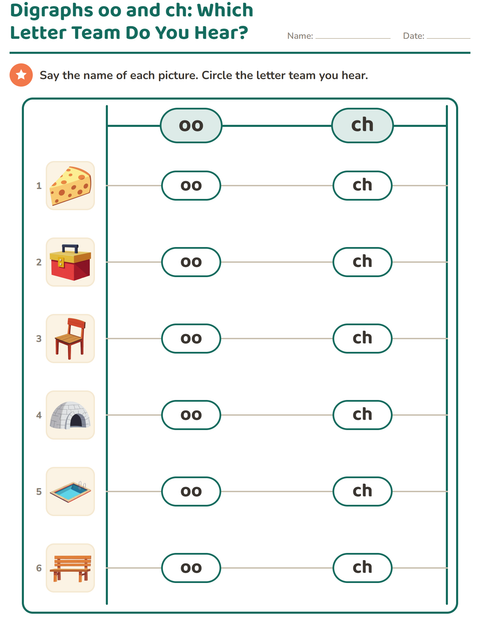 Preview of Digraphs worksheet for grade 1
