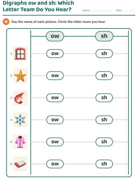 Preview of Digraphs worksheet for grade 1