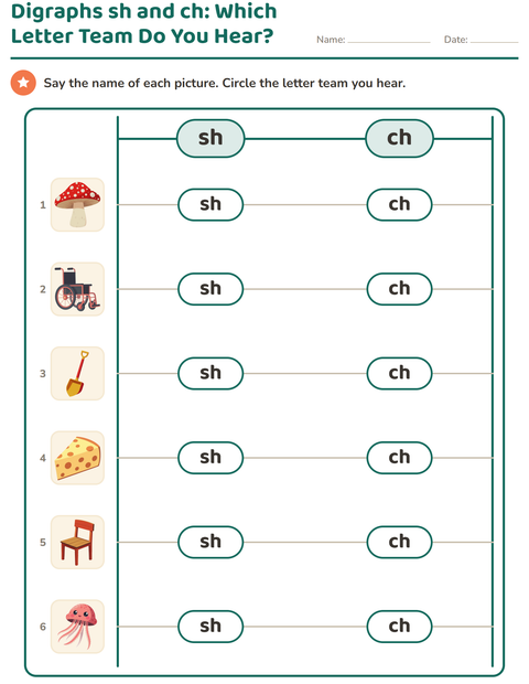 Preview of Digraphs worksheet for grade 1