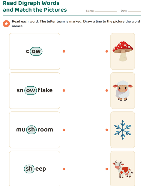 Preview of Digraphs worksheet for grade 1