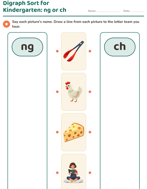 Preview of Digraphs worksheet for kindergarten