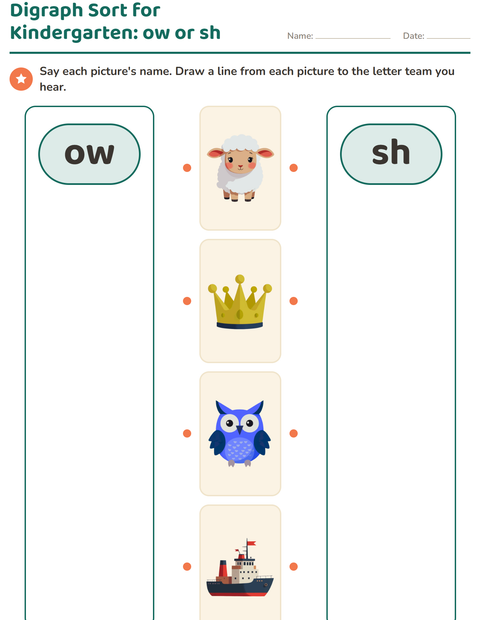 Preview of Digraphs worksheet for kindergarten