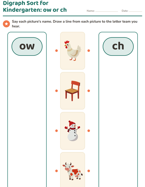 Preview of Digraphs worksheet for kindergarten