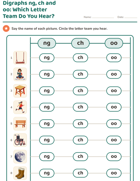 Preview of Digraphs worksheet for grade 1