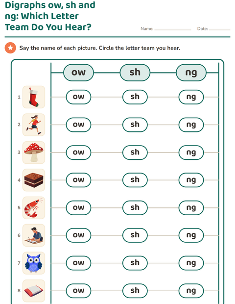 Preview of Digraphs worksheet for grade 1