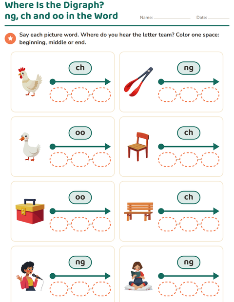 Preview of Digraphs worksheet for grade 1