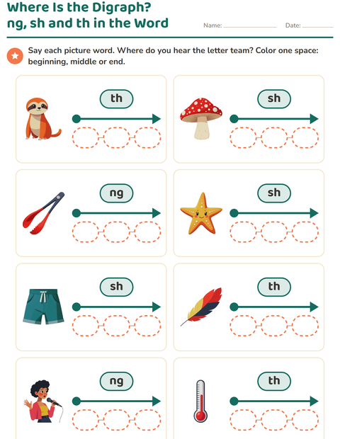 Preview of Digraphs worksheet for grade 1