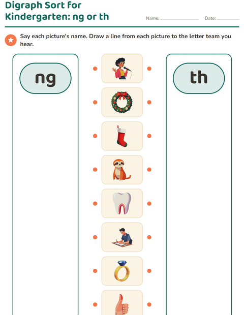 Preview of Digraphs worksheet for kindergarten