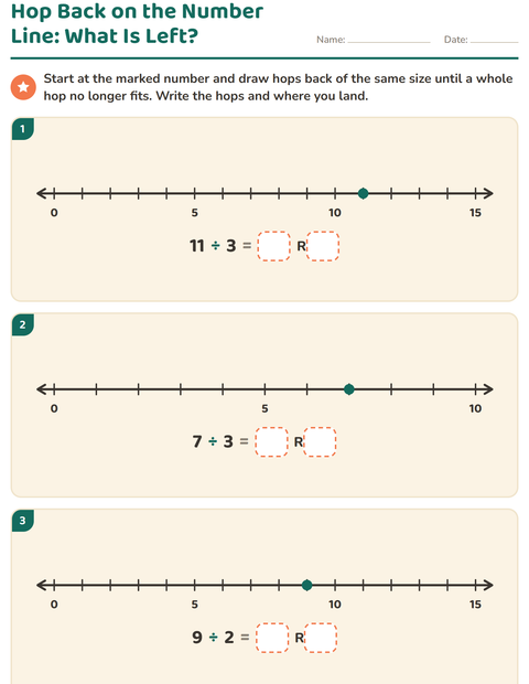 Preview of Division with Remainders worksheet for grade 3