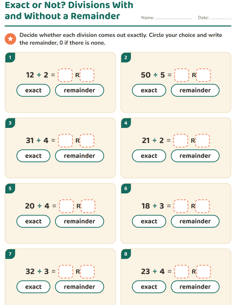 Preview of Exact or Not? Divisions With and Without a Remainder