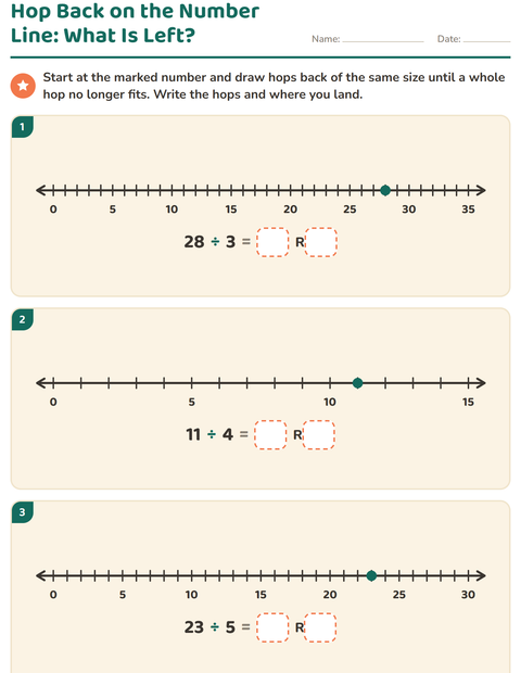 Preview of Division with Remainders worksheet for grade 3