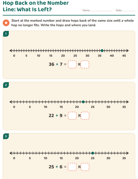 Preview of Division with Remainders worksheet for grade 3