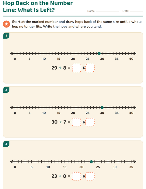 Preview of Division with Remainders worksheet for grade 3