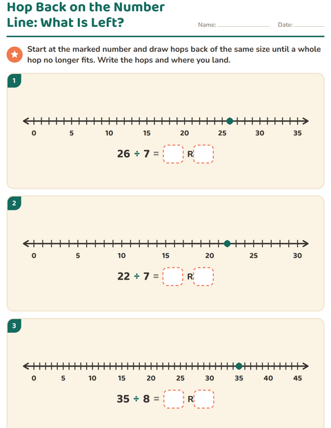Preview of Division with Remainders worksheet for grade 3