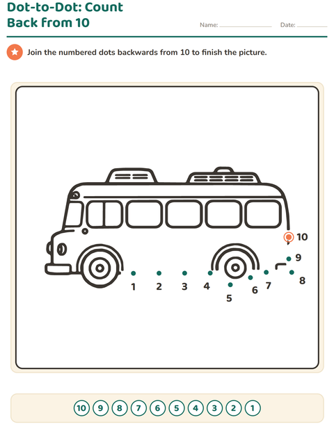 Preview of Dot-to-Dot worksheet for kindergarten