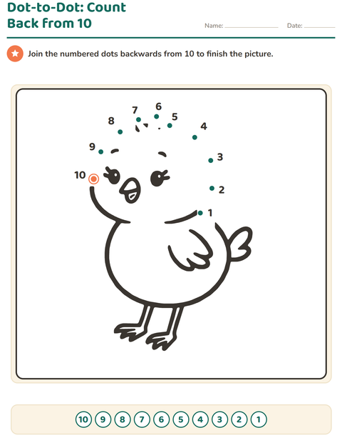 Preview of Dot-to-Dot worksheet for kindergarten