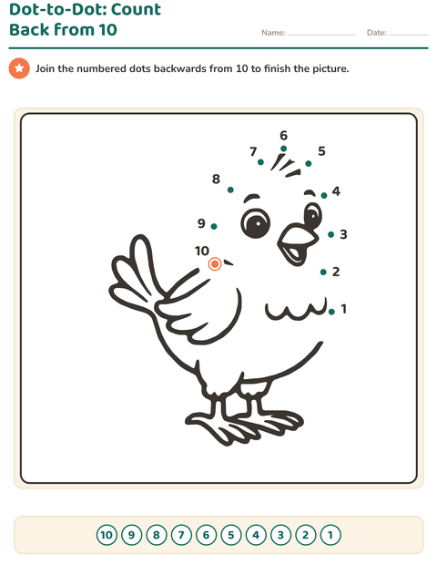 Preview of Dot-to-Dot worksheet for kindergarten