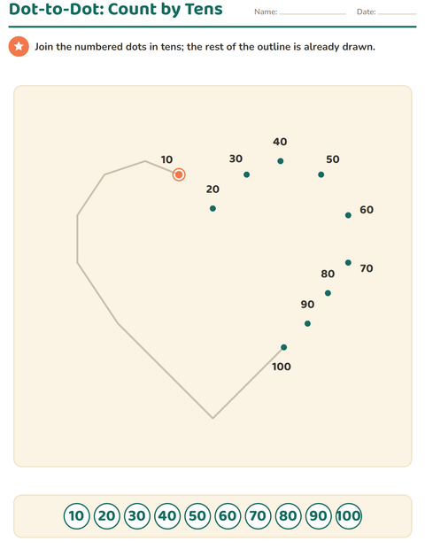Preview of Count by Tens Dot to Dot: 10, 20, 30 up to 100