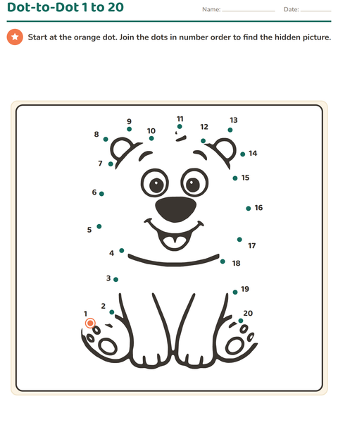Preview of Dot-to-Dot worksheet for kindergarten