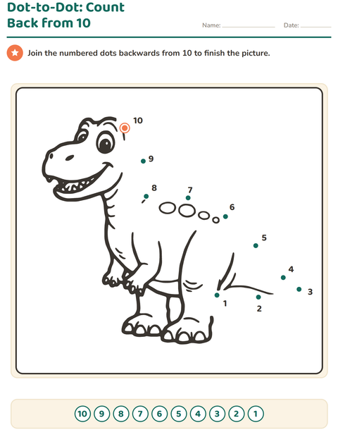Preview of Dot-to-Dot worksheet for kindergarten