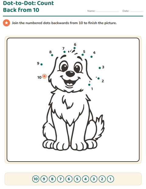 Preview of Dot-to-Dot worksheet for kindergarten