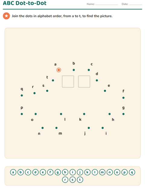 ABC Dot to Dot: Join the Letters from A to T
