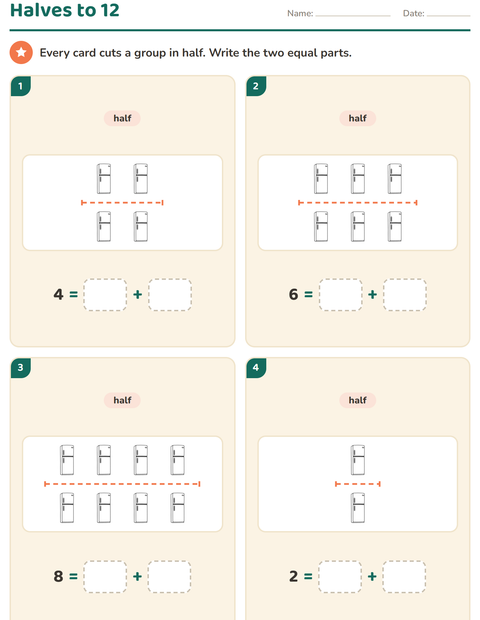 Preview of Doubles and Halves worksheet featuring Home BW for grade 1