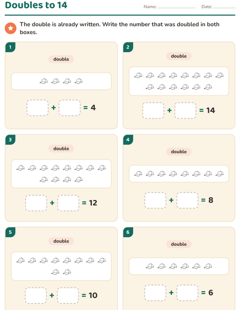 Preview of Doubles and Halves worksheet featuring Apparel BW for grade 1