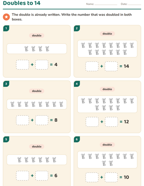 Preview of Doubles and Halves worksheet featuring Farm BW for grade 1
