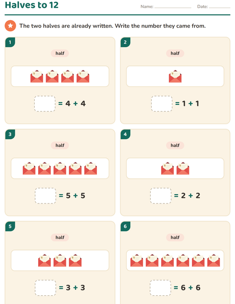 Preview of Doubles and Halves worksheet featuring Post Office for grade 1