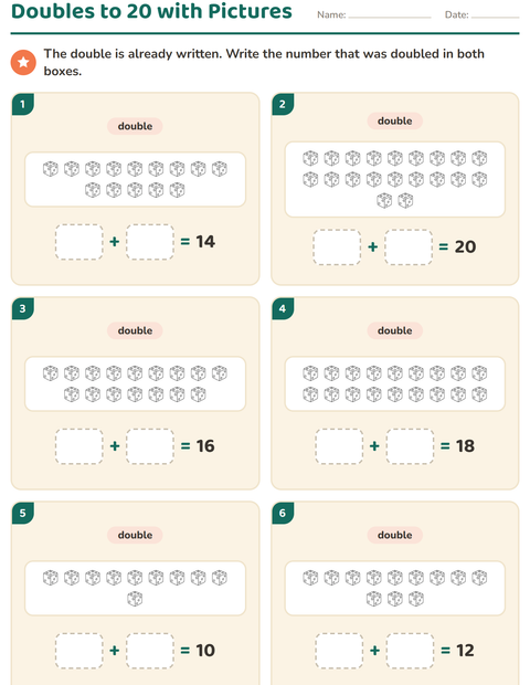 Preview of Doubles and Halves worksheet featuring Toys BW 2 for grade 1