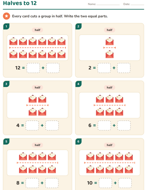 Preview of Doubles and Halves worksheet featuring Post Office for grade 1