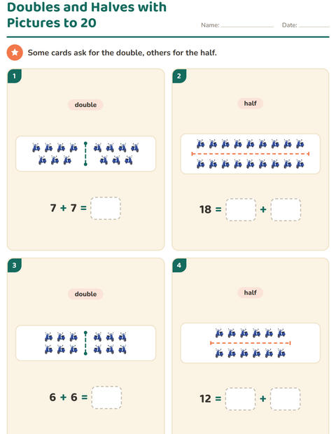 Doubles and Halves to 20, Still with Pictures to Count