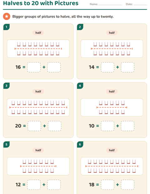 Halves to 20: Split Bigger Groups Down the Middle