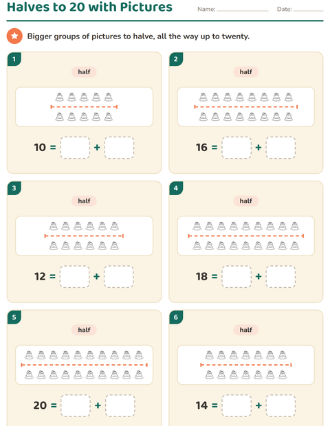 Preview of Doubles and Halves worksheet featuring Valentine BW 2 for grade 1