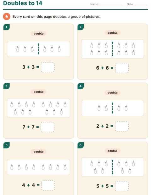 Preview of Doubles and Halves worksheet featuring Vegetables BW 2 for grade 1