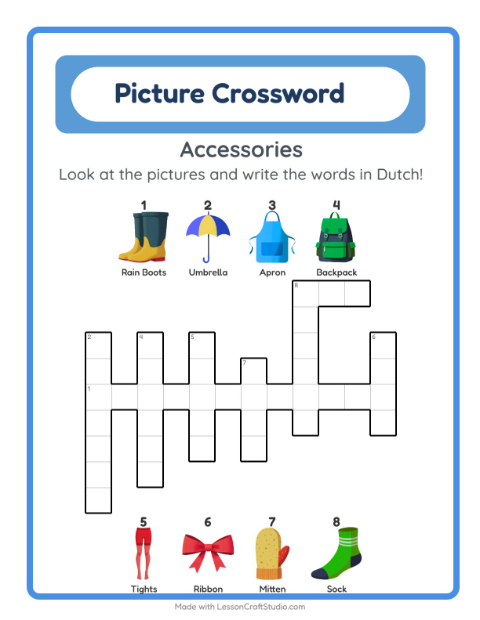 Picture crossword – Accessories