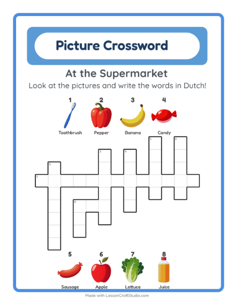 Picture crossword – Supermarket Things