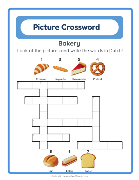Picture crossword – Bakery Treats