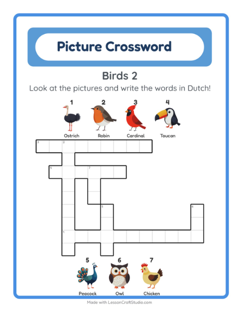 Picture crossword – More Birds