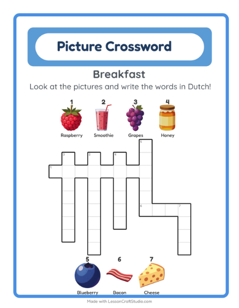 Picture crossword – Breakfast
