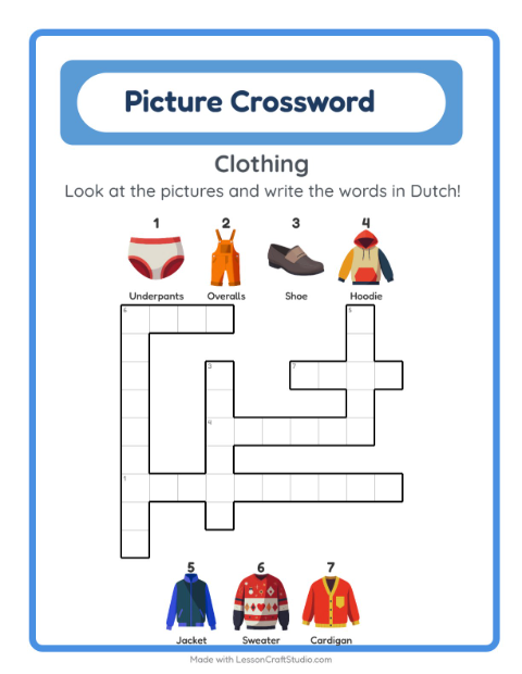 Picture crossword – Clothes