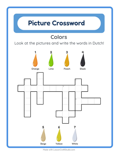 Picture crossword – Colors