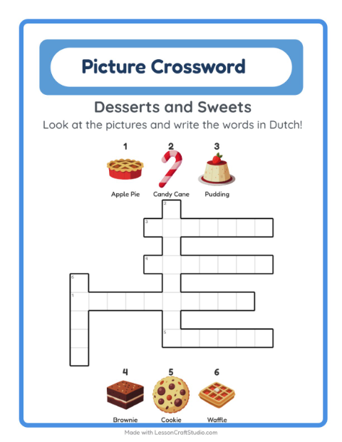 Picture crossword – Desserts and Sweets